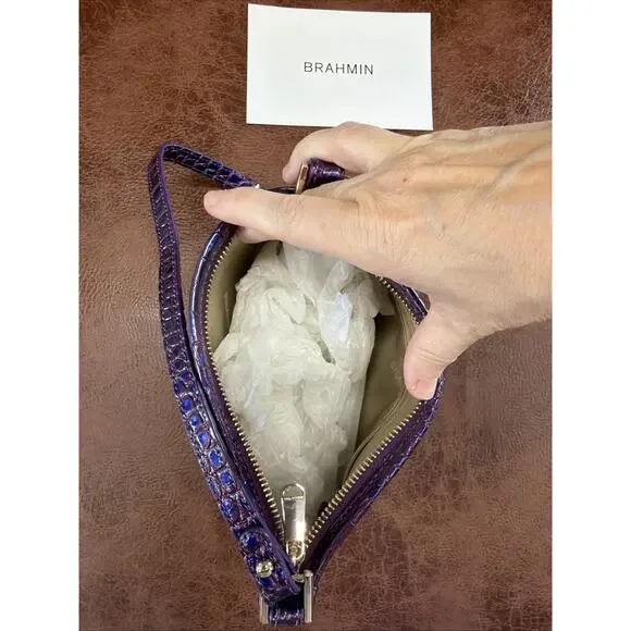 NWT Brahmin Melbourne Collection Lorelei Purple Acro Leather Shoulder Bag - Picture 10 of 16
